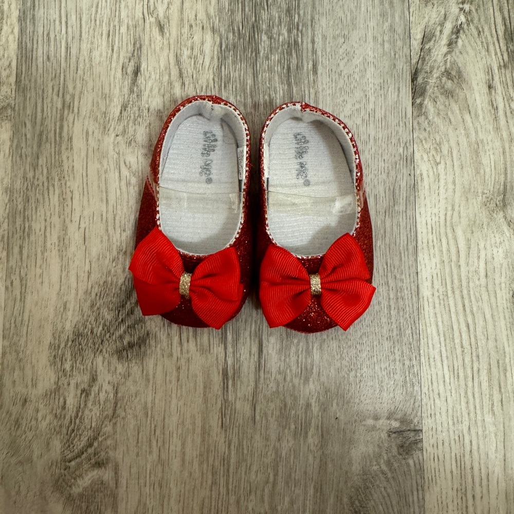 Little me red 6 to 12 month baby shoes